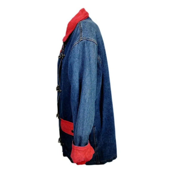 Almost Heaven Denim Coat Jacket Womans Sz L Farm Corduroy Quilted Lining Vintage - Picture 4 of 11